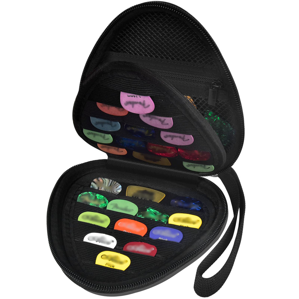 Black Guitar Pick Case with Mesh Pocket H529