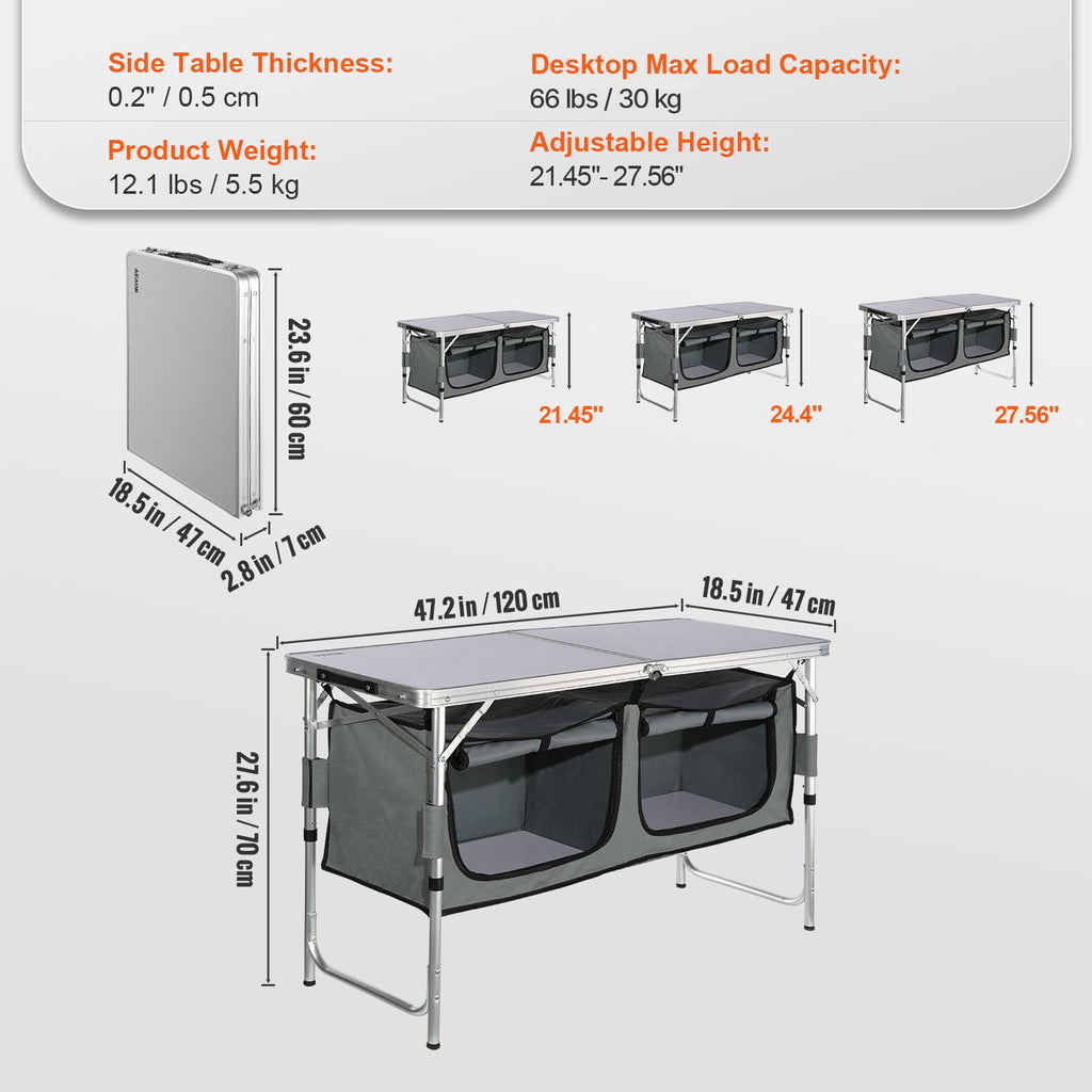 Folding Camping Cooking Table with Storage Organizer K7614