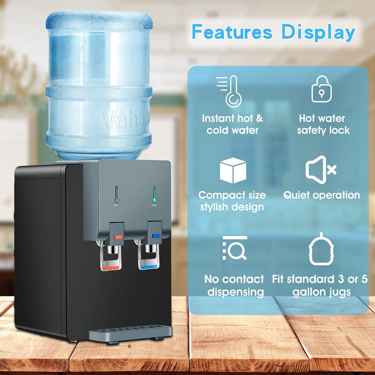 Top Loading Hot and Cold Water Cooler Dispenser, Black R83047