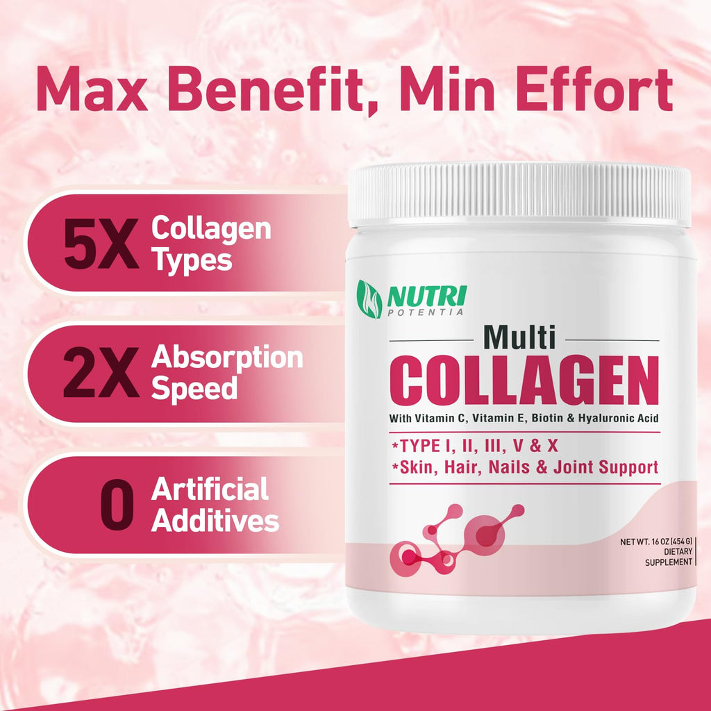 Multi Collagen Peptides Powder with Vitamin C, E & Hyaluronic Acid, Unflavored, 45 Servings Z87640