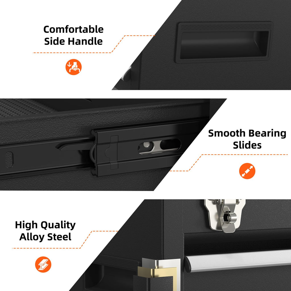 Black 3 Drawer Lockable Metal Tool Box G714574