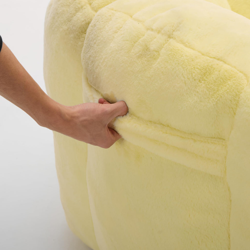 Large Yellow Faux Fur Bean Bag Chair B109853