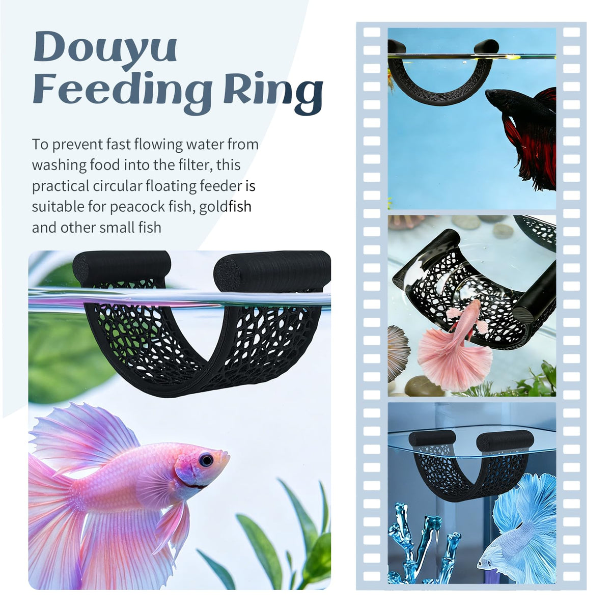 4Pcs Betta Fish Tank Accessories, Hammock, 2 Toys, 1 Feeding Ring O9259