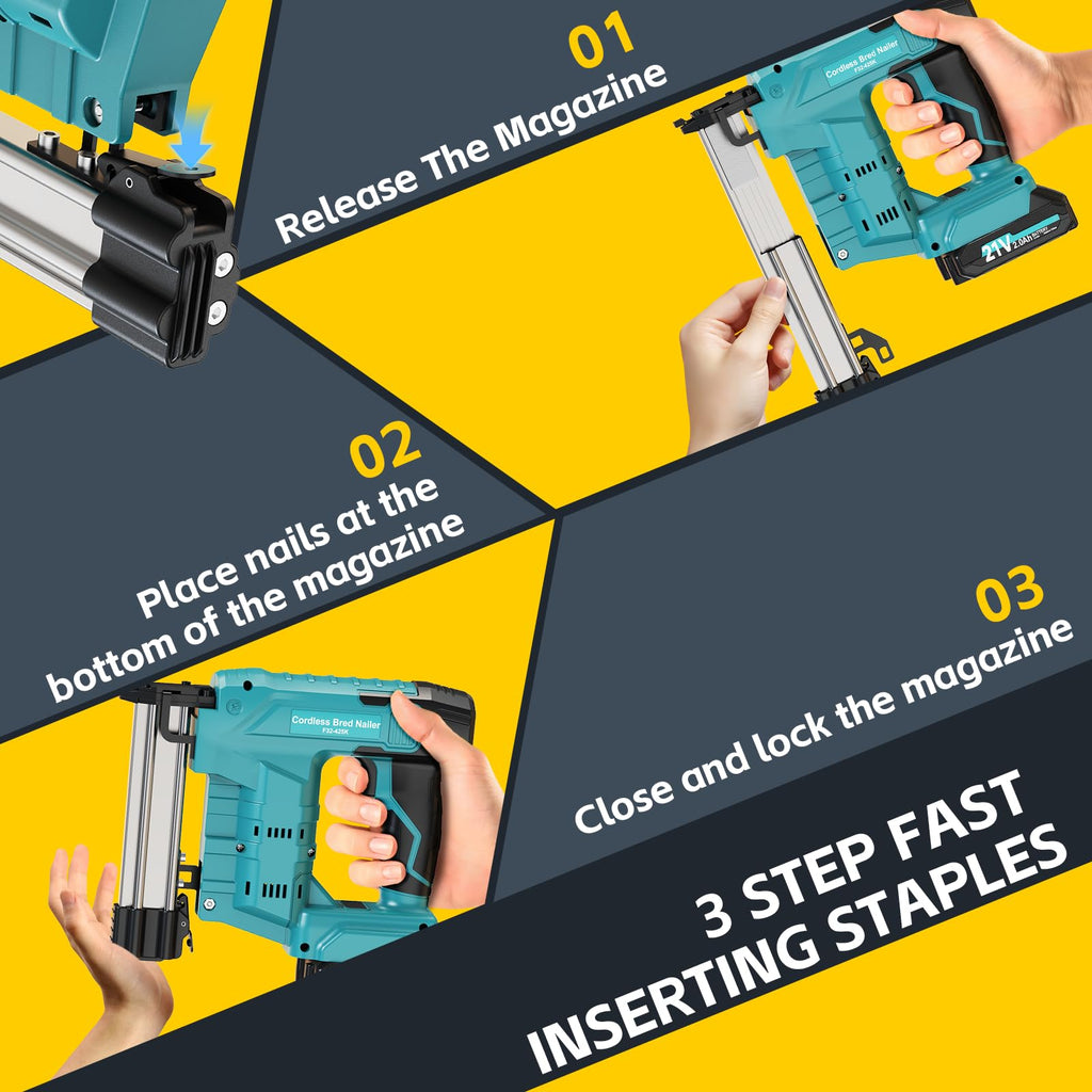 Cordless 2-in-1 21V Electric Nail Gun with Battery K2986