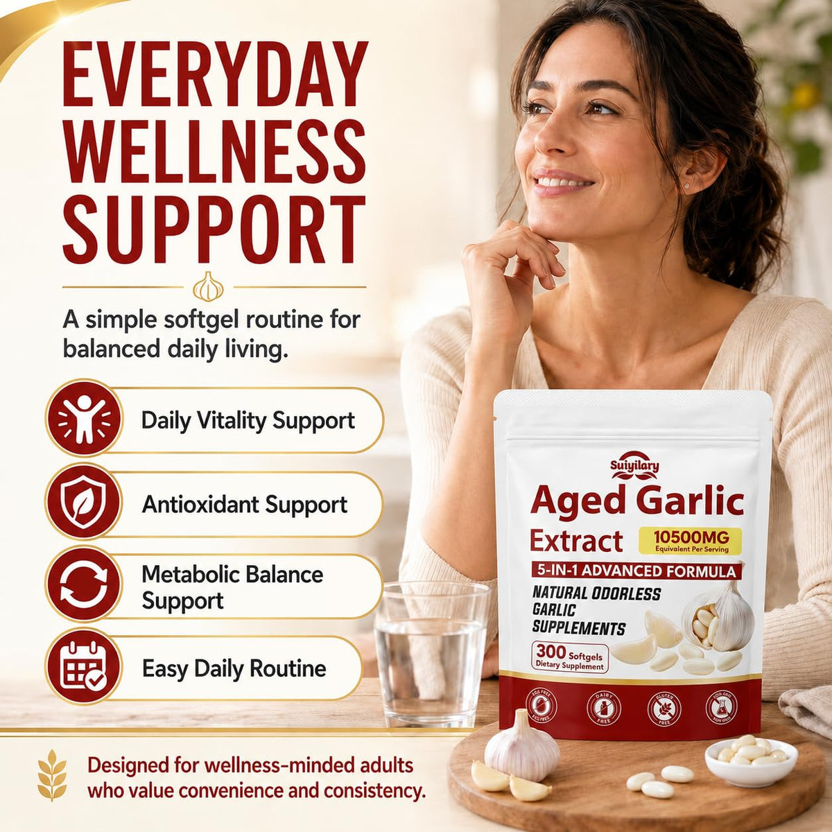 Aged Garlic Extract Supplements, 300 Softgels S6891