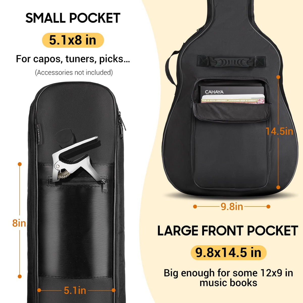 41 In 0.35 In Thick Padding Soft Guitar Bag Black Y793383