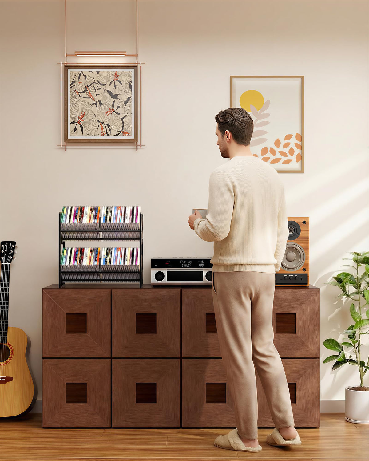 2-Tier Metal CD Storage Shelf with Adjustable Divider W749