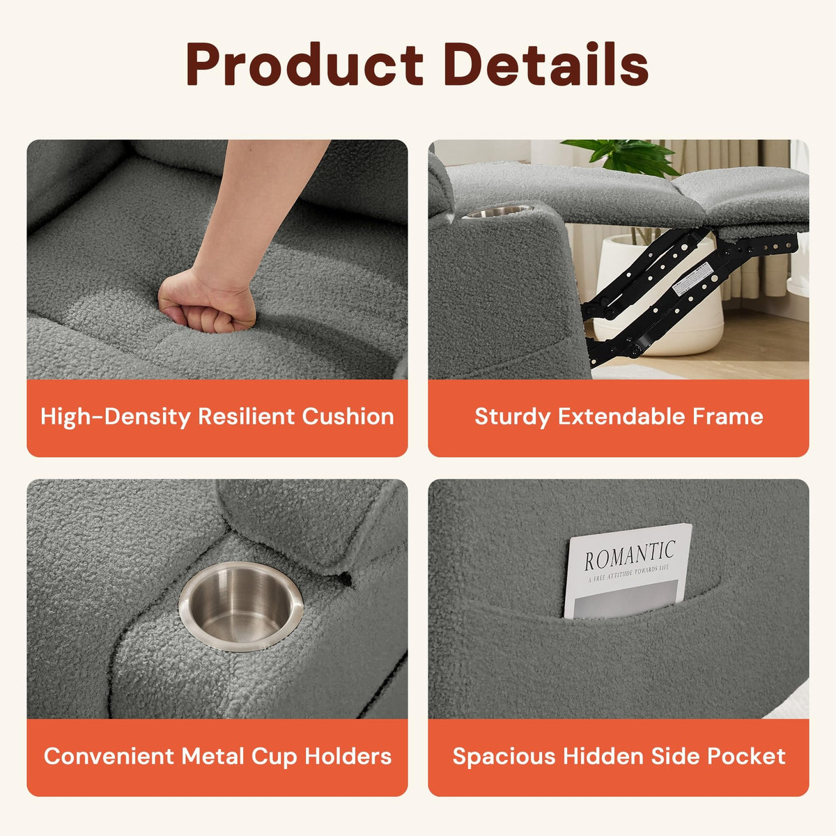 360° Swivel Rocker Recliner Chair with Cup Holders X241