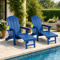 Blue Adjustable Adirondack Chairs with Footrest Set of 2 M631
