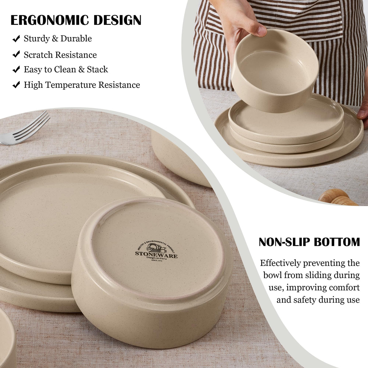 Stoneware Dinnerware Set with Pasta Bowls, Set of 4 R171402