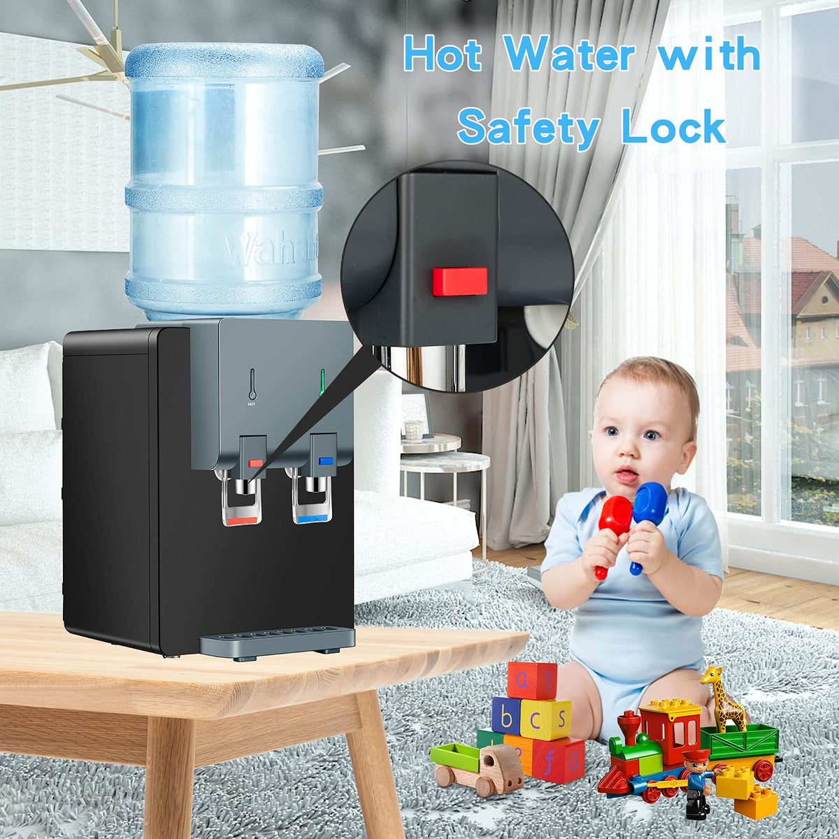Top Loading Hot and Cold Water Cooler Dispenser, Black R83047