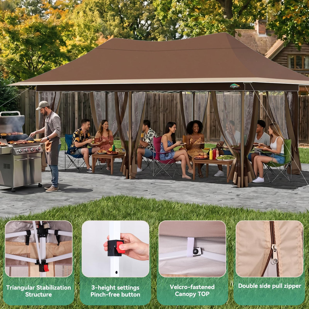 12x20 Pop Up Gazebo with Mosquito Netting B85014