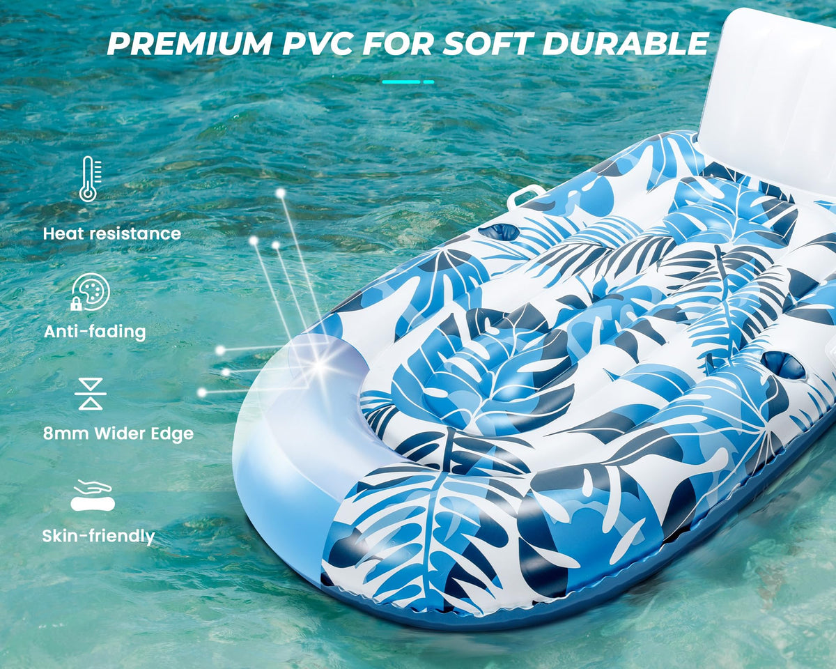 Inflatable Pool Lounger with Cupholder Backrest P1685
