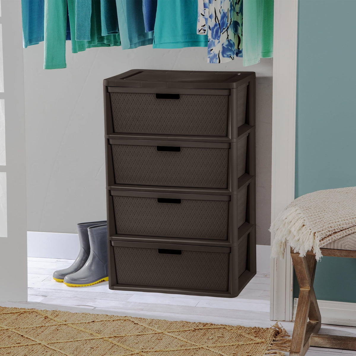 4 Drawer Brown Storage Tower V5993