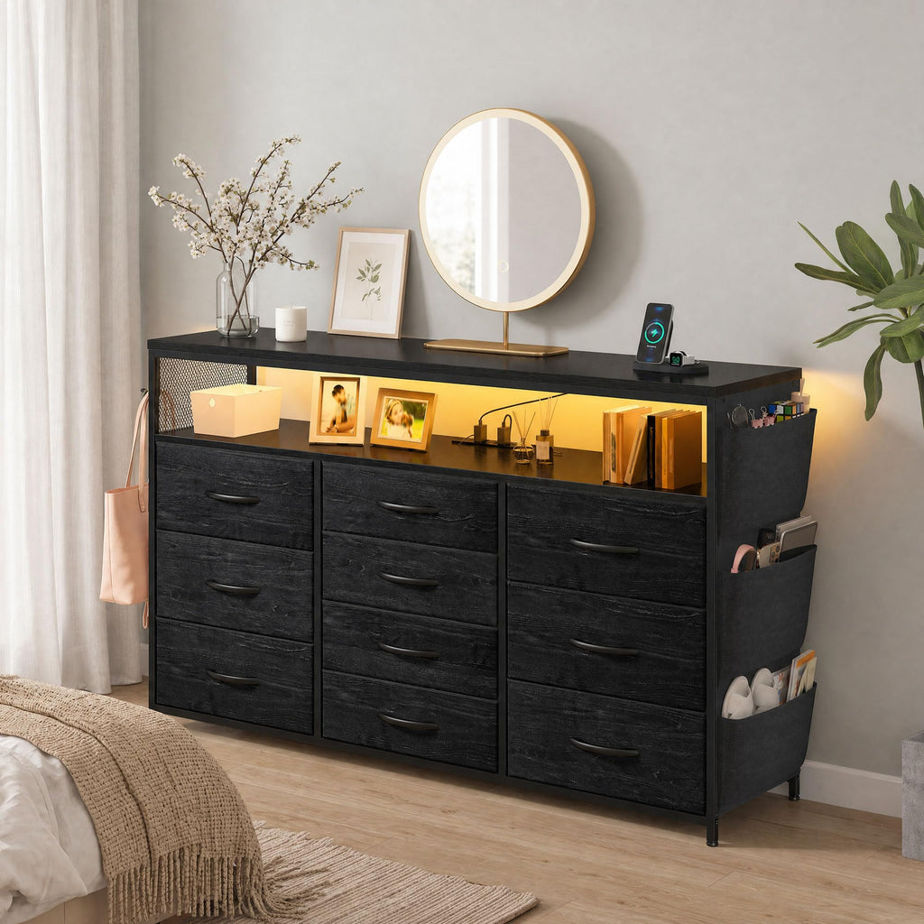 10 Drawer Dresser with LED Lights & Power Outlets H691951