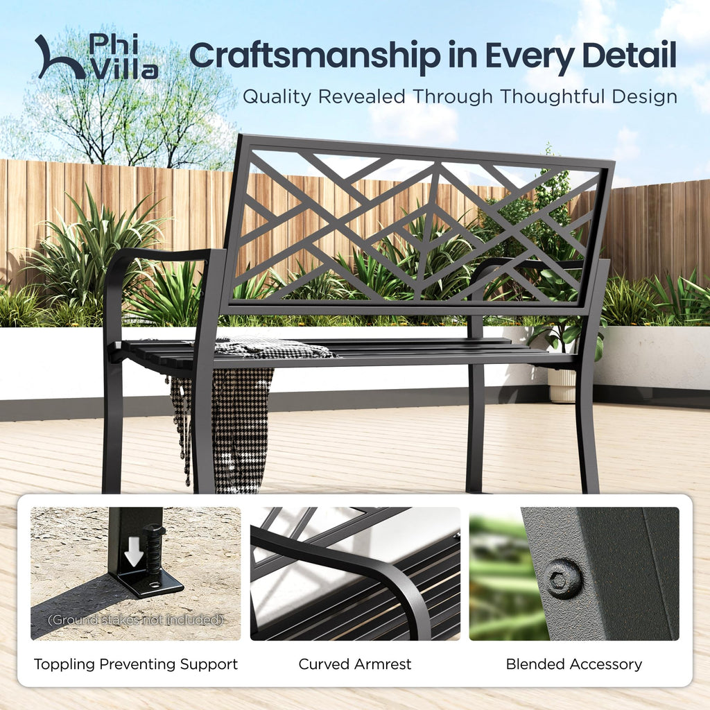 Black 43 Inches Outdoor Garden Bench P9272