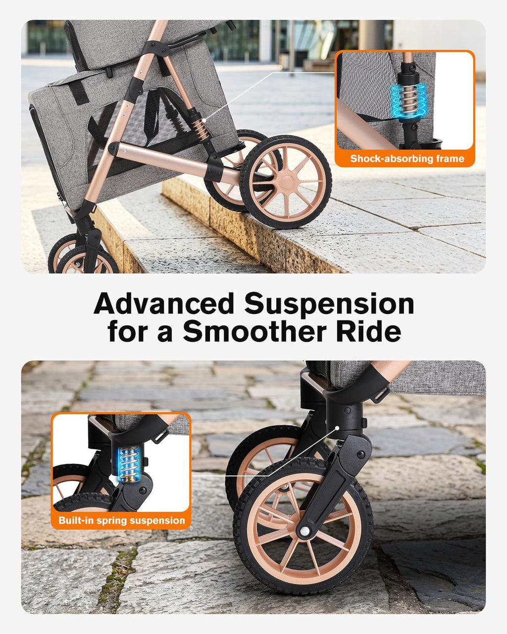 Double Pet Stroller with 2 Detachable Carriers E303402