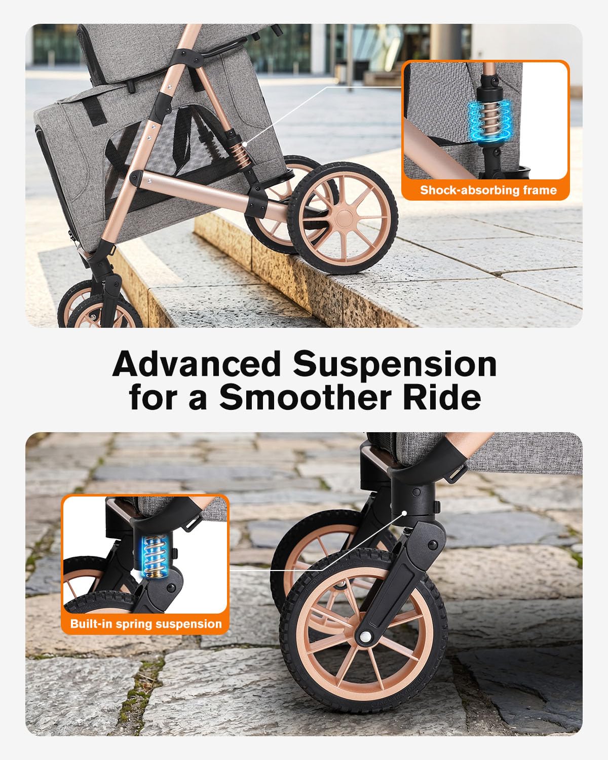 Double Pet Stroller with 2 Detachable Carriers E303402
