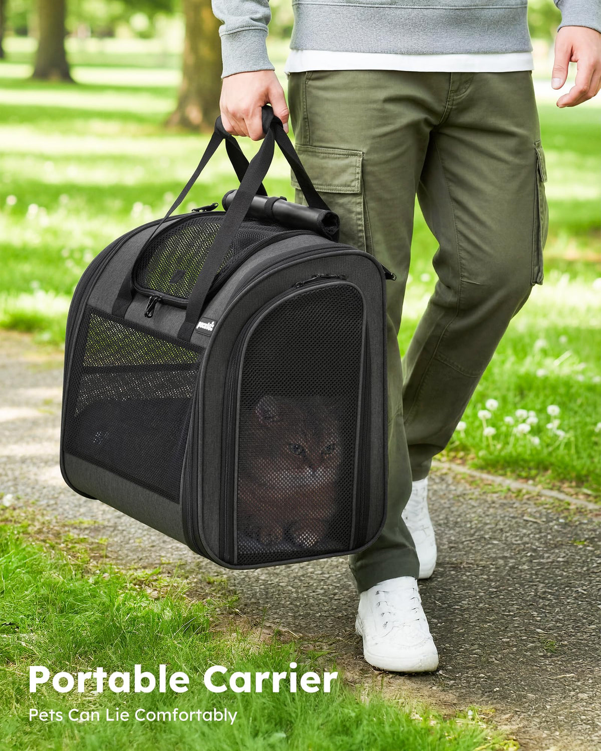 Dark Grey Cat Backpack with Breathable Mesh V27228