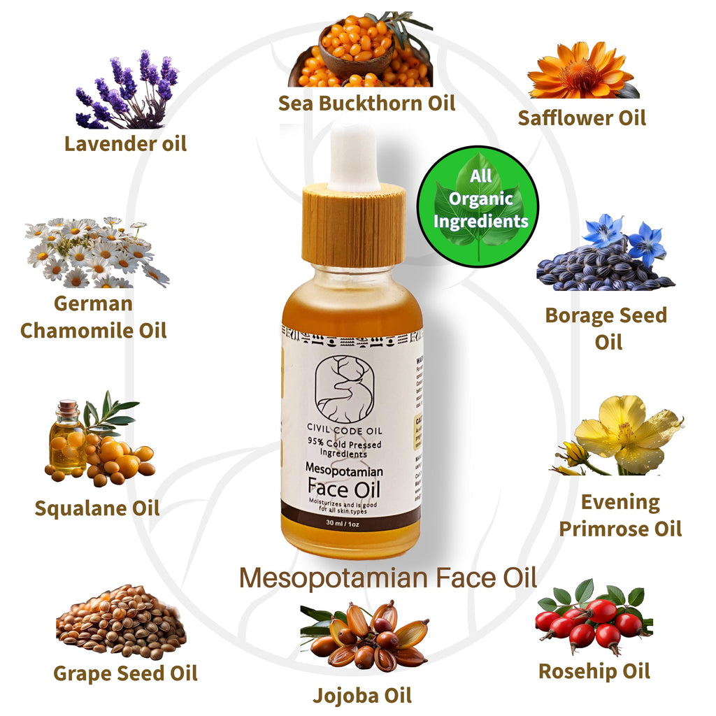 Organic Anti Aging Facial Oil with Sea Buckthorn, Jojoba, Squalane & Lavender 1oz X983