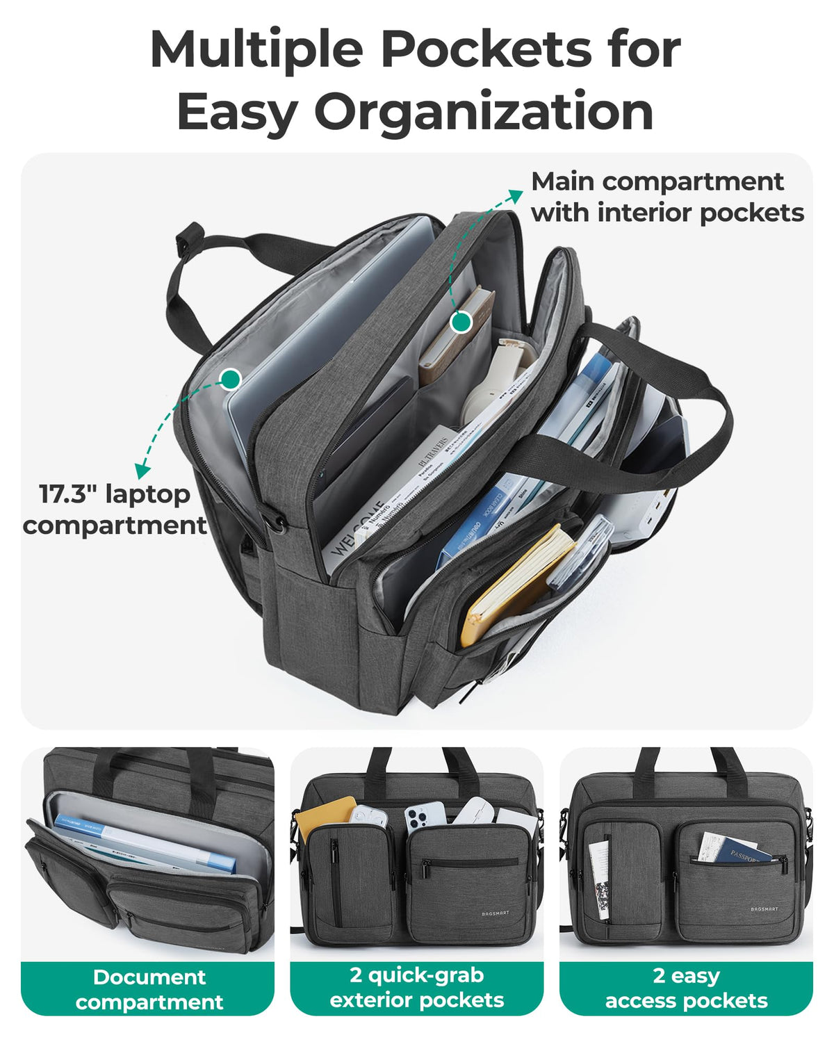 3 In 1 Laptop Bag 17.3 Inch Water-Repellent Black F770591