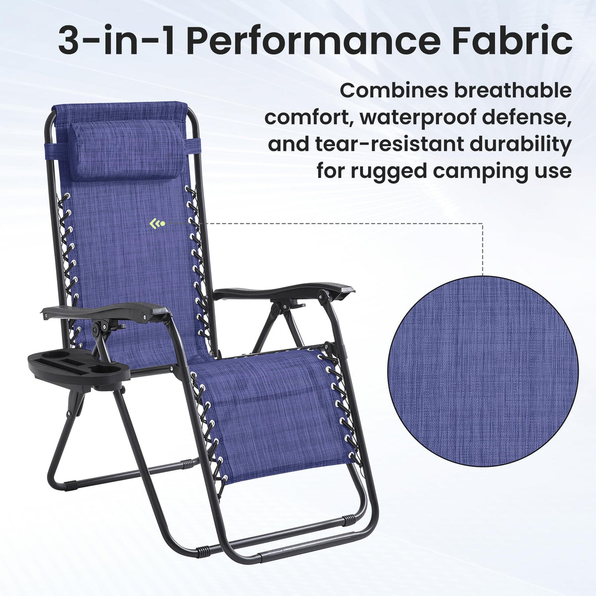 Oversized Padded Zero Gravity Chair Set of 2 with Pillow & Cup Holder A437