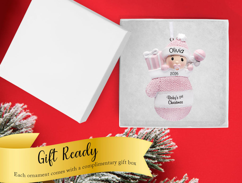Baby's First Christmas Ornament 2026 Pink Mitten F5199
