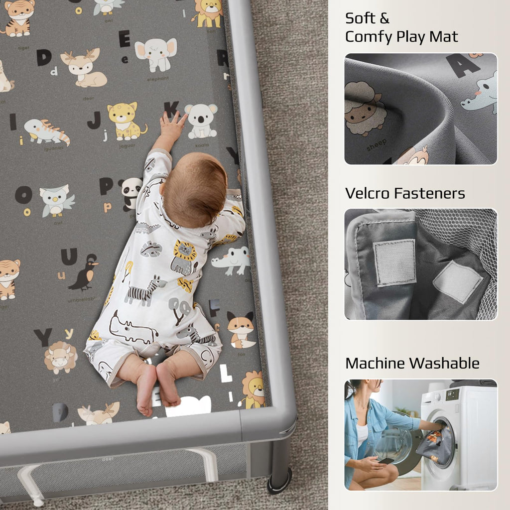 Foldable Baby Playpen with Mat and Travel Pack T408