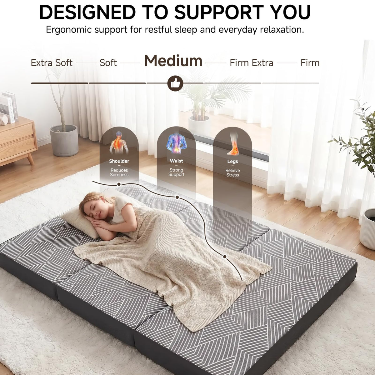 Memory Foam Tri Folding Mattress Twin Size 4 Inch Q105692