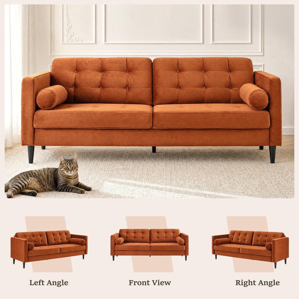 80" Velvet Sofa with Solid Wood Legs F49931