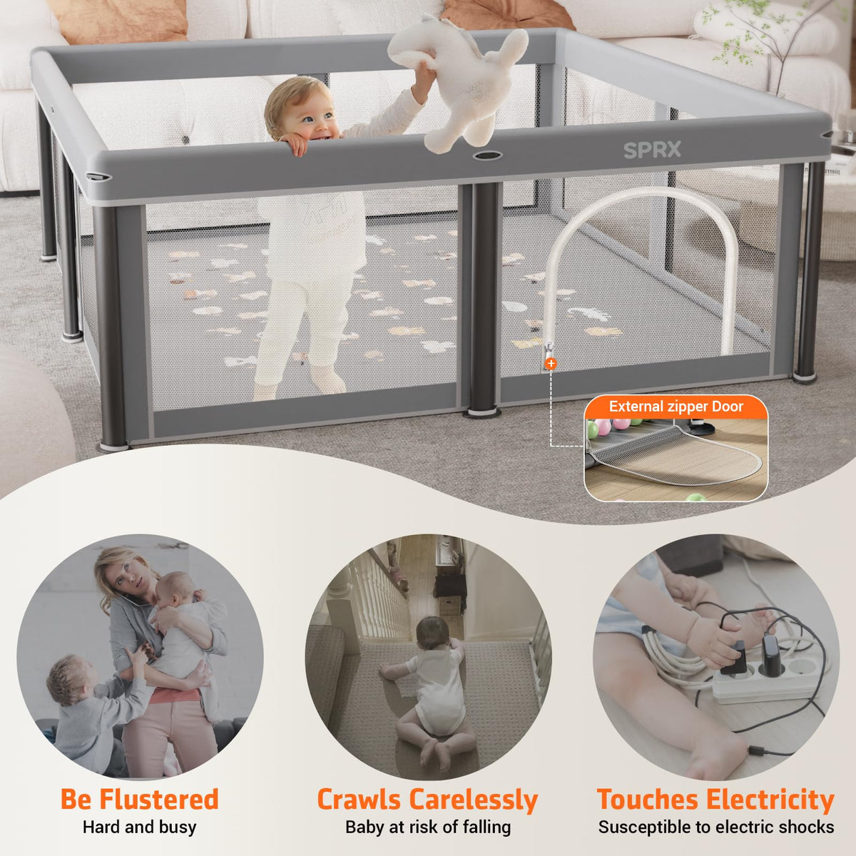 Foldable Baby Playpen with Mat and Travel Pack T408