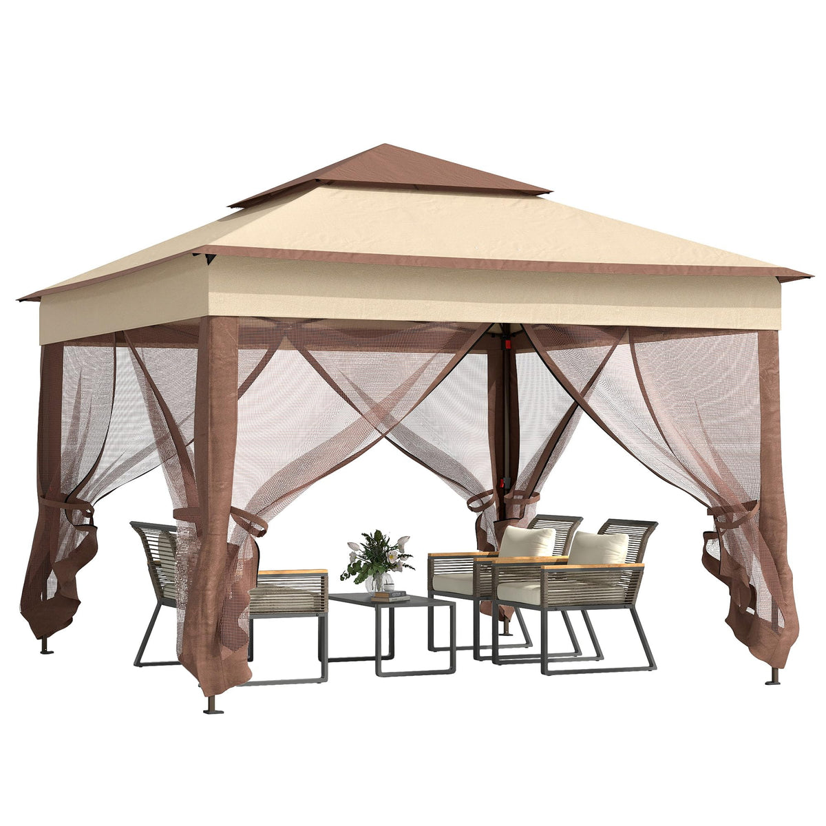 11' x 11' Pop Up Canopy with Removable Zipper Netting F1274