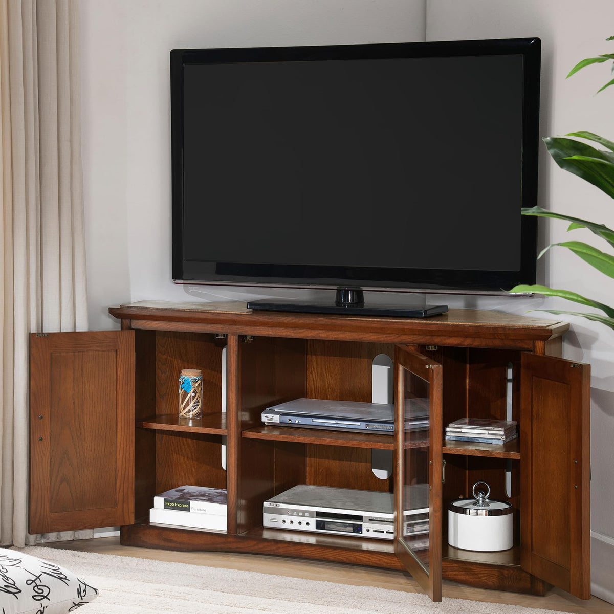 Mission Oak Corner TV Stand E101