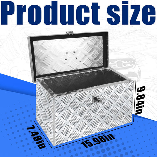 16 Inch Aluminum Waterproof Truck Bed Toolbox with Lock and Keys Y38529