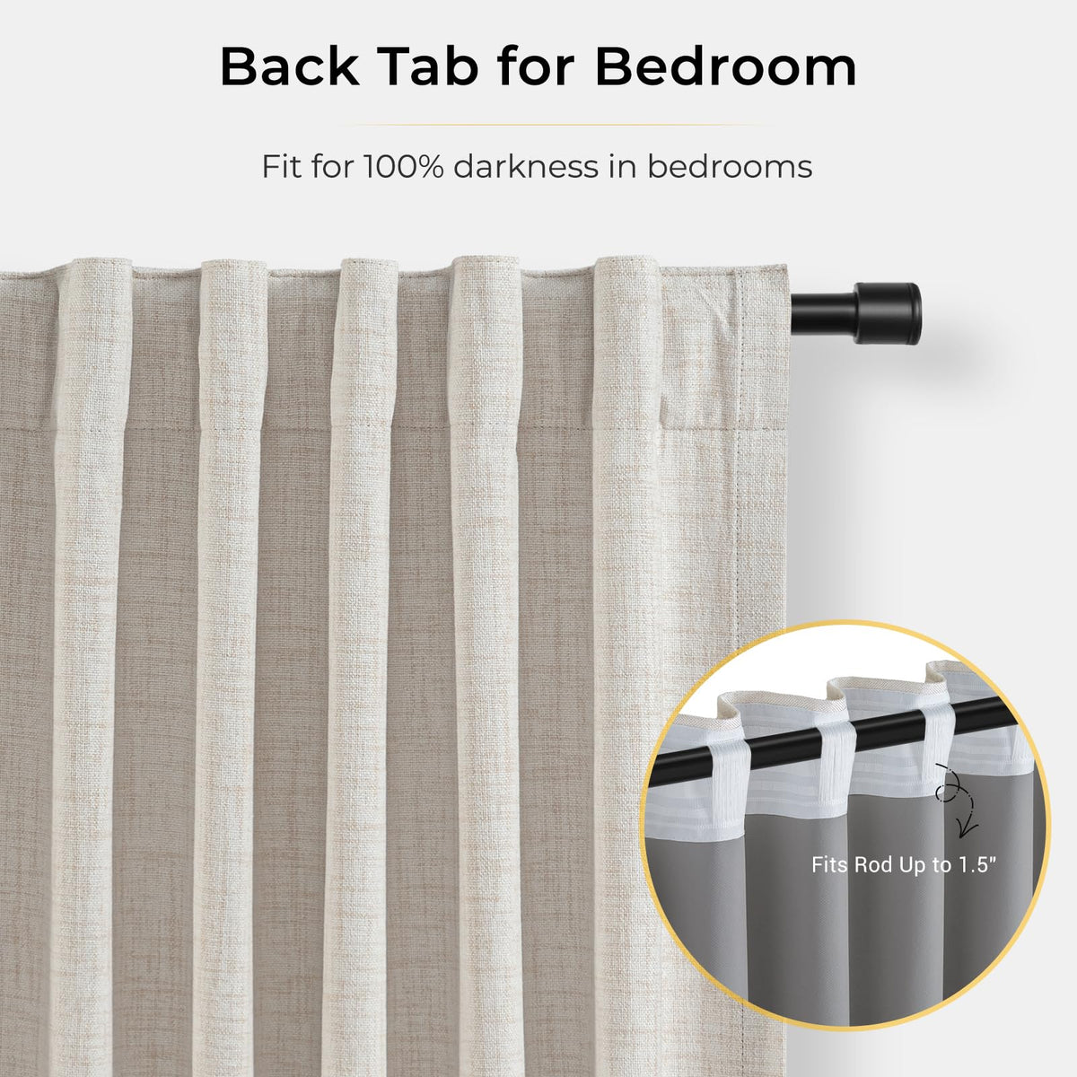 Linen Textured 100% Blackout Sliding Door Curtains 102x84 Beige V846