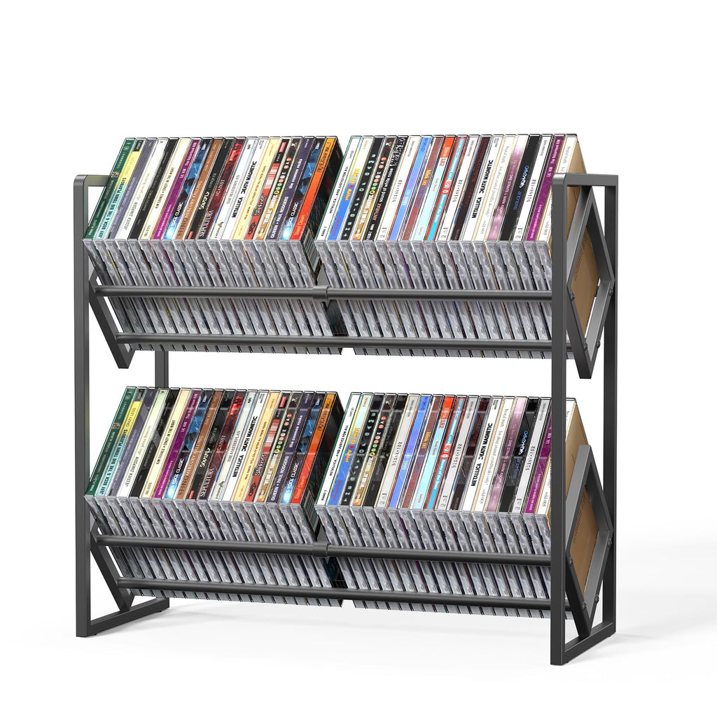 2-Tier Metal CD Storage Shelf with Adjustable Divider W749