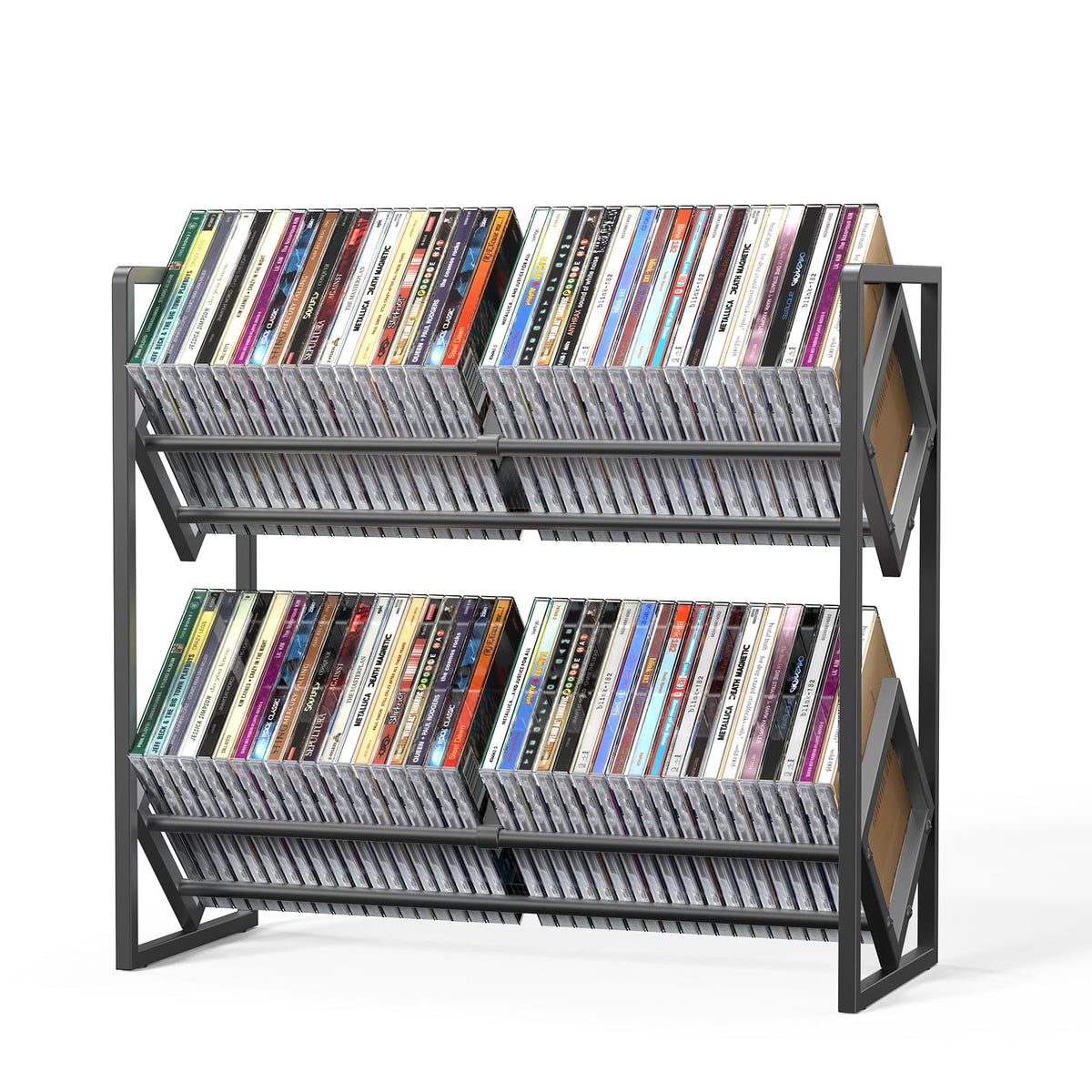 2-Tier Metal CD Storage Shelf with Adjustable Divider W749