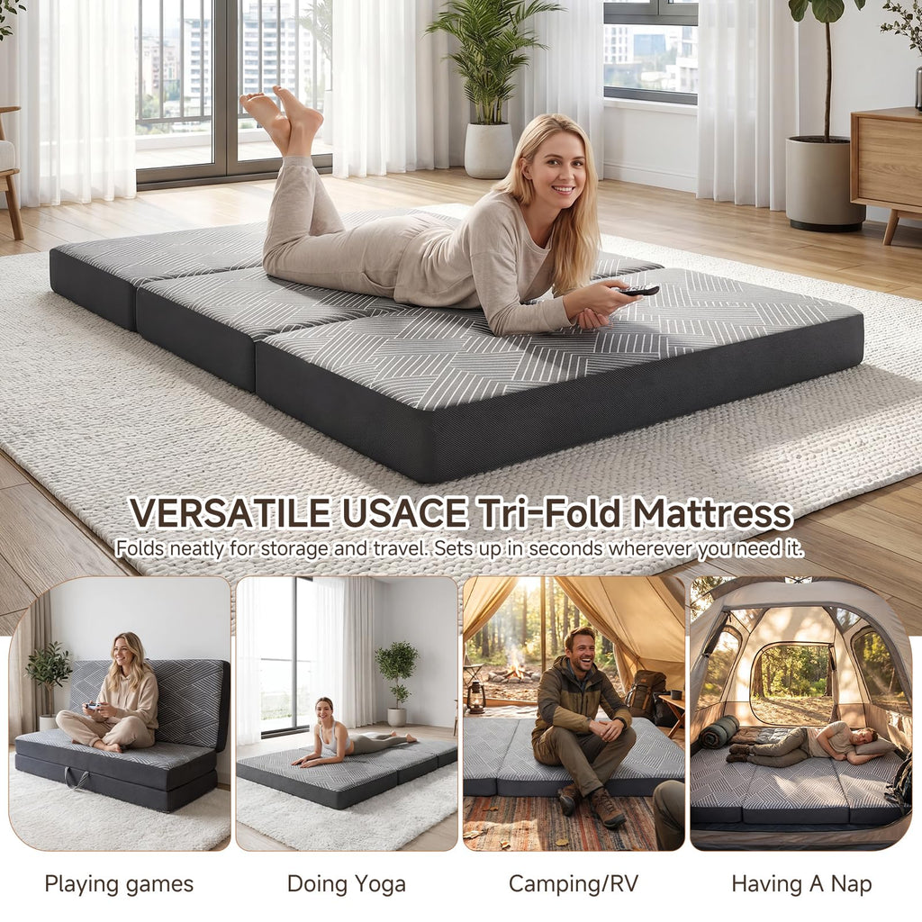 Memory Foam Tri Folding Mattress Twin Size 4 Inch Q105692