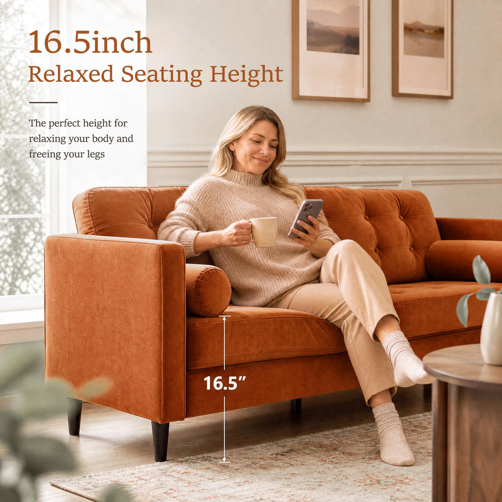 80" Velvet Sofa with Solid Wood Legs F49931