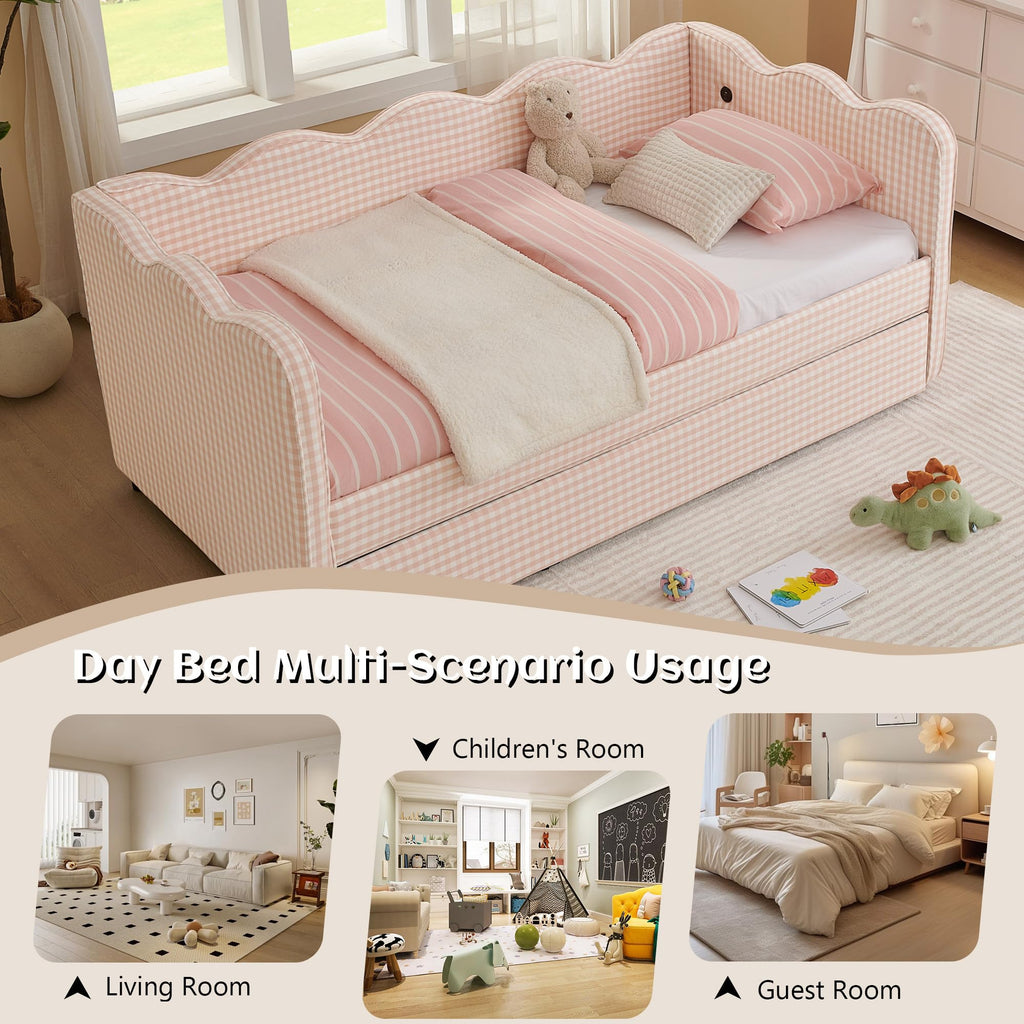 Twin to King Upholstered Daybed with Pop Up Trundle Bed Z243