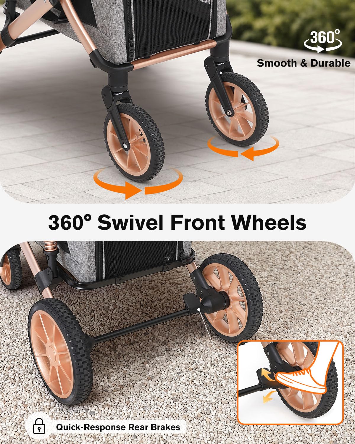 Double Pet Stroller with 2 Detachable Carriers E303402
