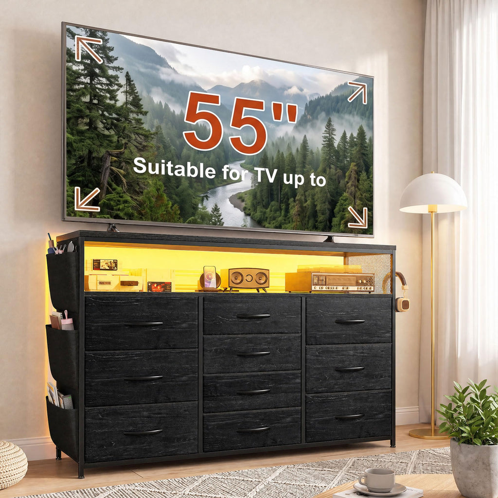 10 Drawer Dresser with LED Lights & Power Outlets H691951