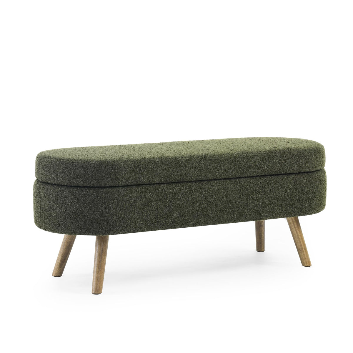 Oval Storage Bench with Rubber Wood Legs Green C58846