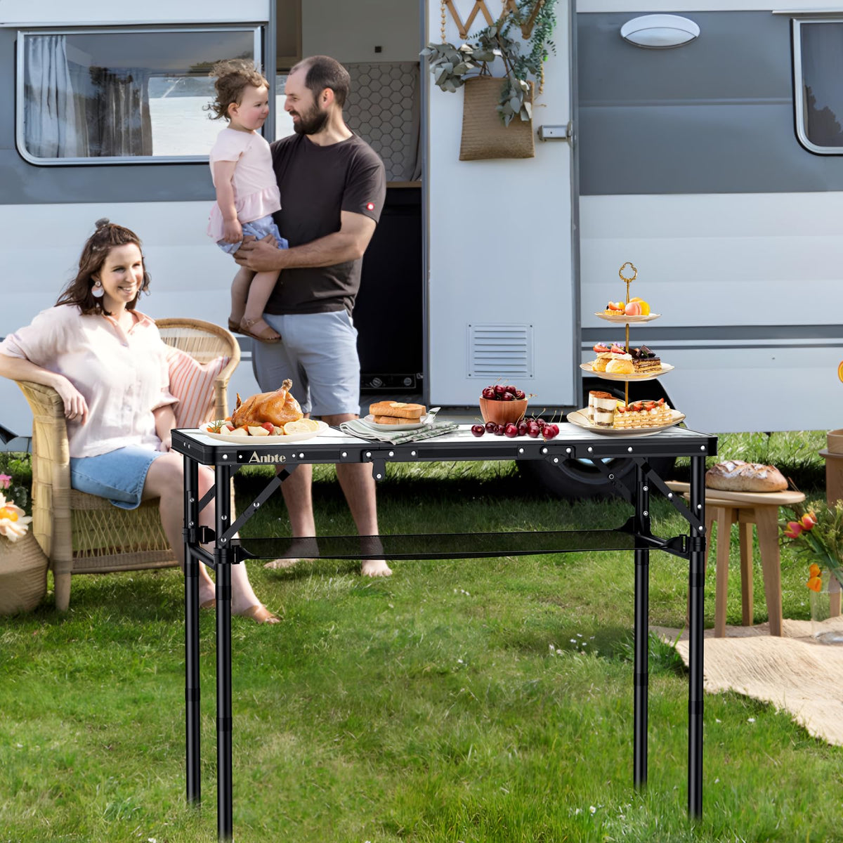 3ft Folding Camping Table, 3 Adjustable Height L5335