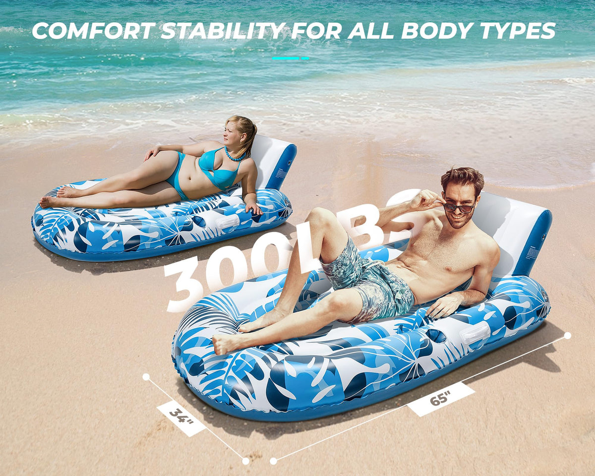 Inflatable Pool Lounger with Cupholder Backrest P1685