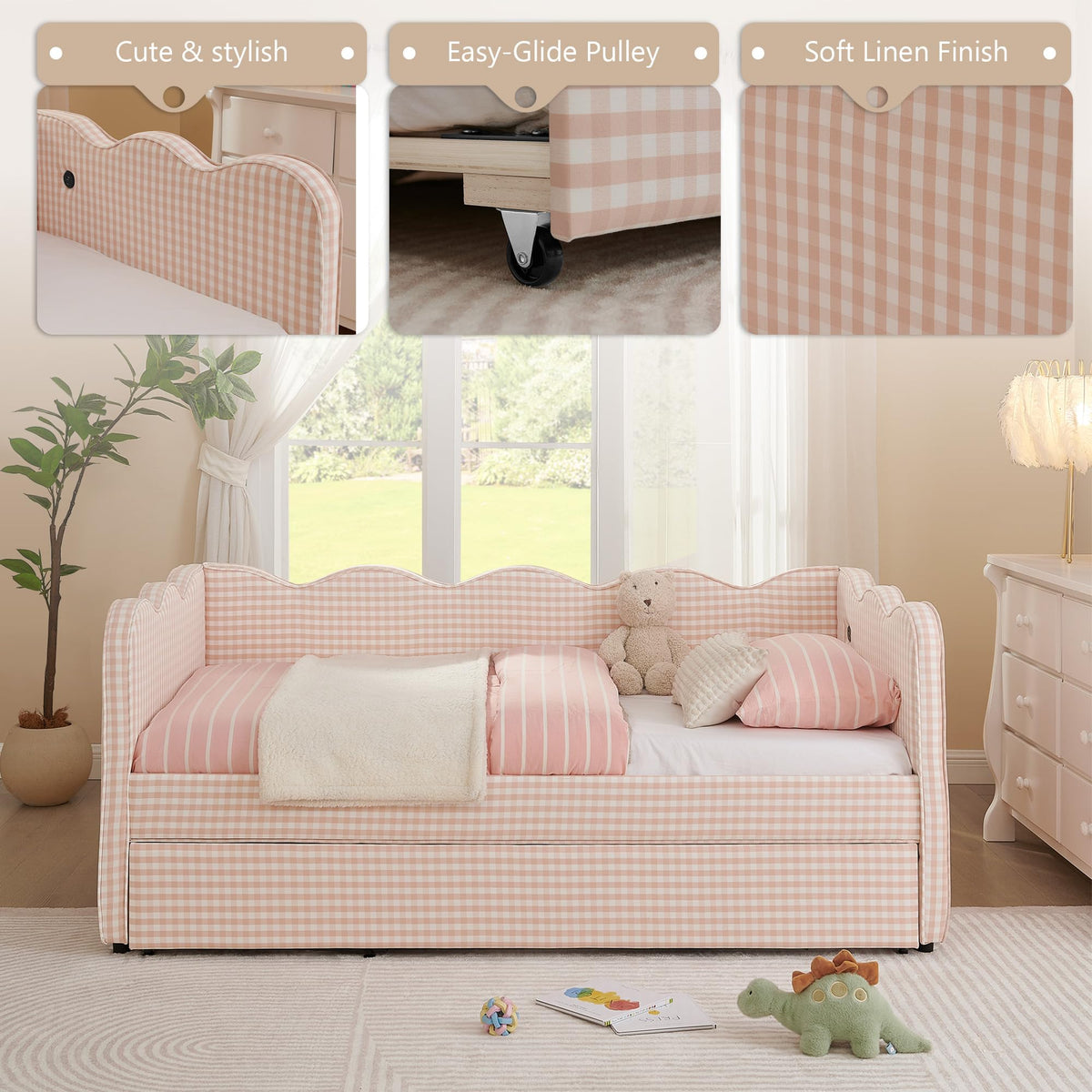 Twin to King Upholstered Daybed with Pop Up Trundle Bed Z243