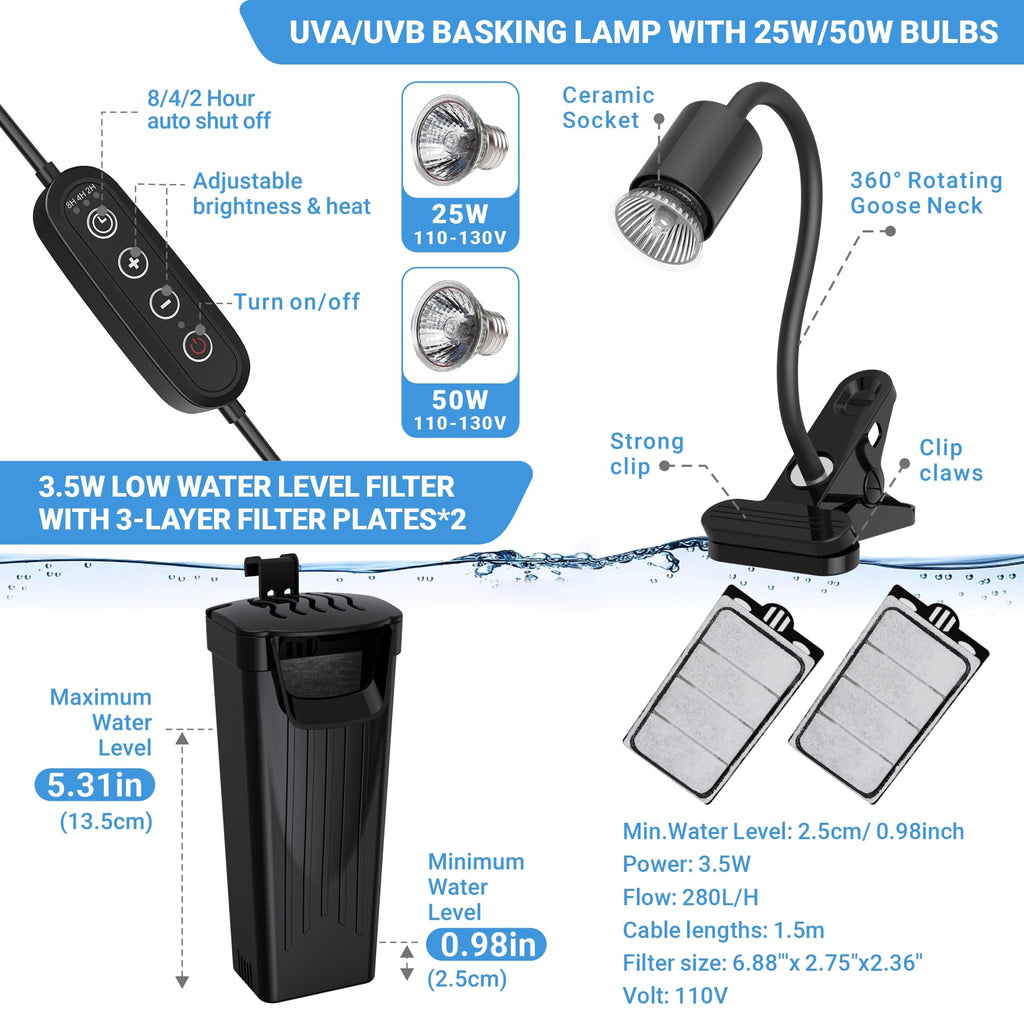 Turtle Tank Kit with Lamp & Filter I24833