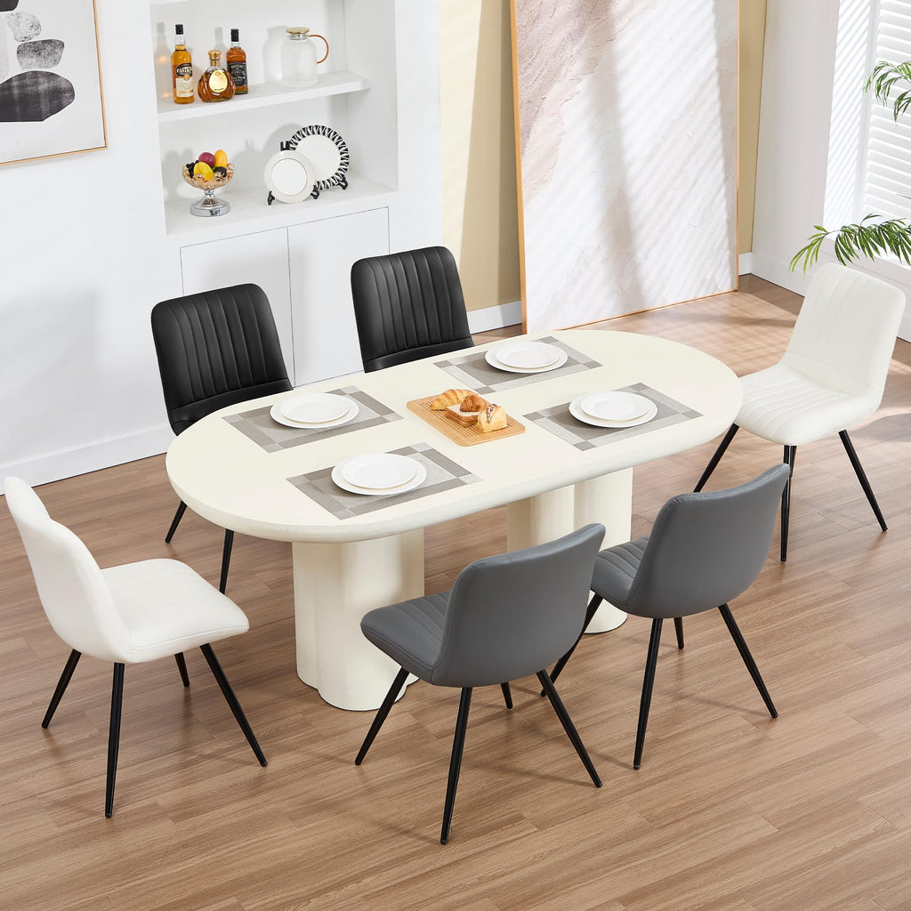 Black Dining Chairs Set of 4 PU Leather Metal Legs L861725
