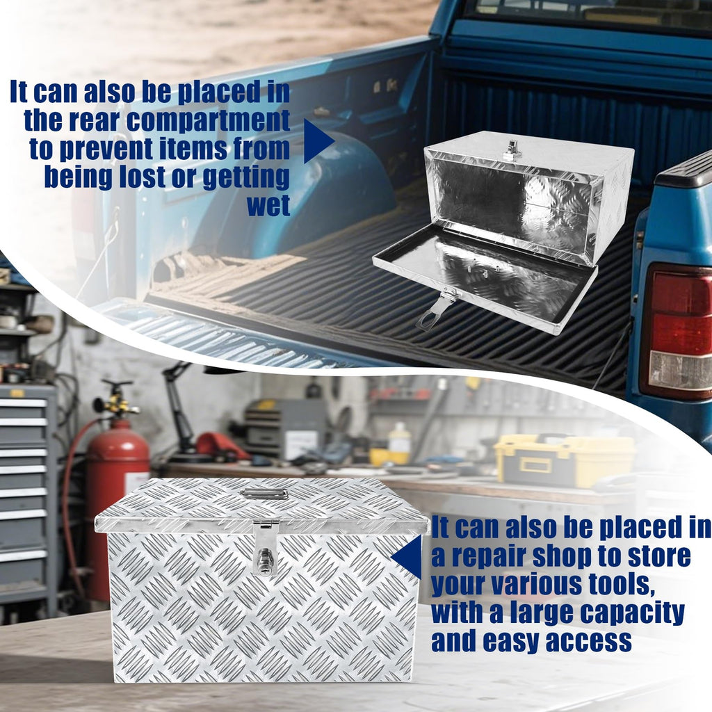 16 Inch Aluminum Waterproof Truck Bed Toolbox with Lock and Keys Y38529