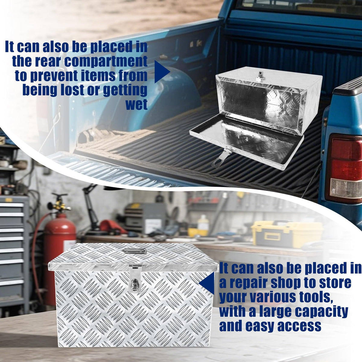 16 Inch Aluminum Waterproof Truck Bed Toolbox with Lock and Keys Y38529
